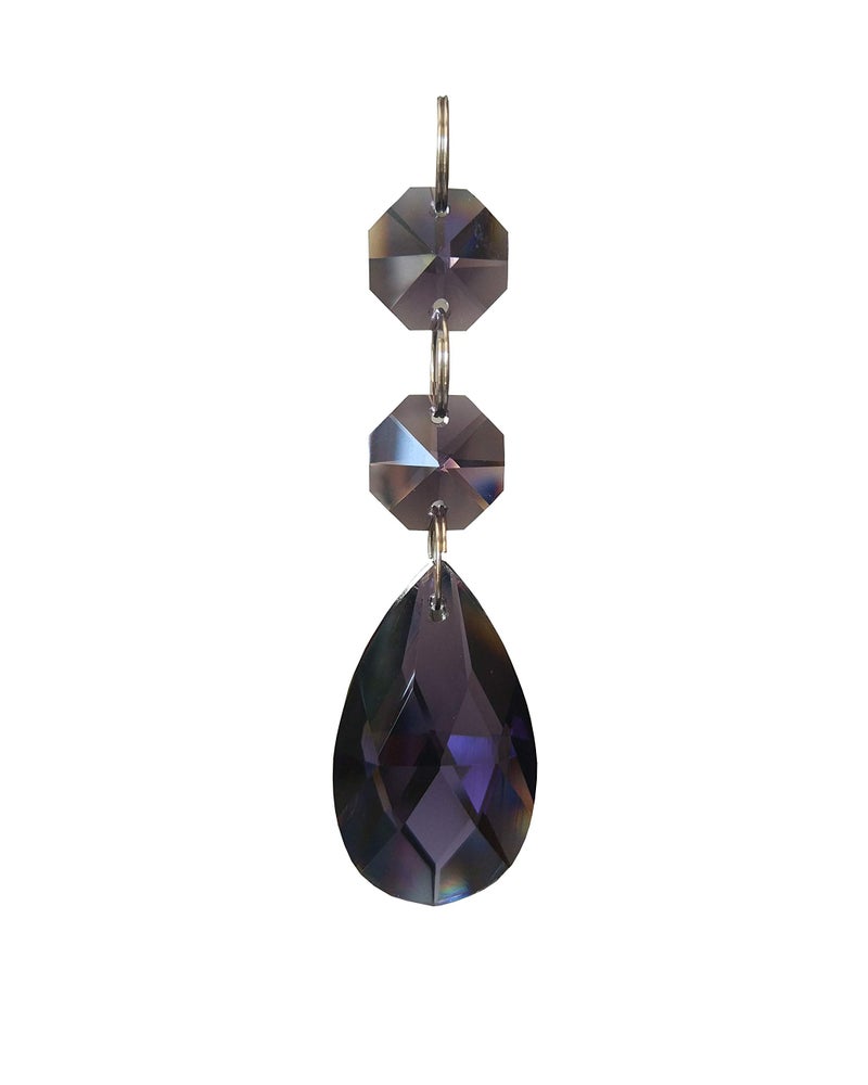 HUESEW Violet Glass Teardrop Pendants, Pack of 10, Traditional Style, Wedding & Christmas Decor - Image 1